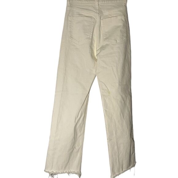 H&M Cream High Rise Raw Hem Straight Leg Jeans Size 2 - Picture 2 of 9